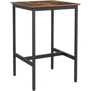 Bartafel, Hoge Keukentafel, Industriële Stijl, Vintage Bruin/Zwart 