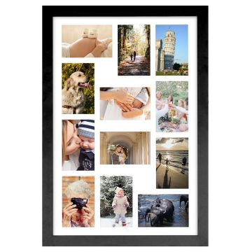 Madison MDF Fotokader inclusief passe-partout - ruimte voor 12 foto's van 10x15cm - fotolijst 40x60cm - zwart