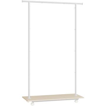 Kledingrek - kledingrek op wieltjes - 160x98.5x35 cm - wit - kledingrek metaal - schoenenrek