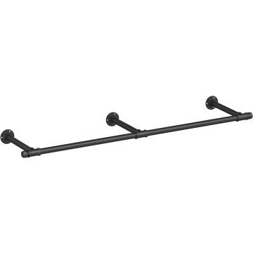 Kledingstang - Kledingrek - 30,4 x 170 x 7 cm - 68 kg draagvermogen - Zwart -Industrieel