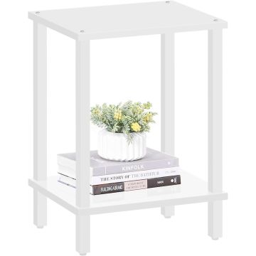 Bijzettafel - tafeltje - wit - 38 x 30 x 55 cm (L x B x H) - nachtkastje - tafel industrieel - banktafel - bijzettafels
