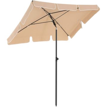 Rechthoekige parasol  - kantelbaar zonnescherm - UPF 50+ bescherming - 2x1,25 m - taupe