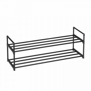 Schoenenrek - stapelbaar - 2 niveaus - 92x33x30 cm - zwart 