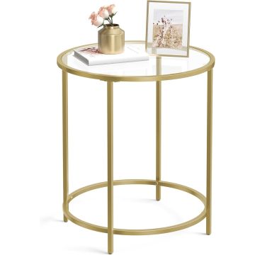 Ronde bijzettafel - gehard glas - 50x55x50 cm - goud