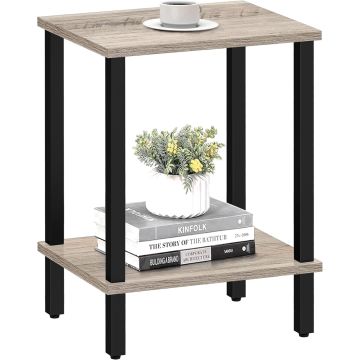 Bijzettafel - tafeltje - licht eik - 38 x 30 x 55 cm (L x B x H) - nachtkastje - tafel industrieel - banktafel - bijzettafels