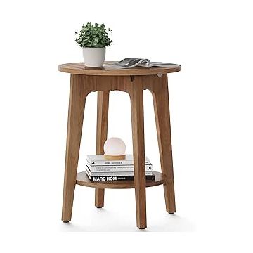 Ronde bijzettafel - 50x40x40 cm - walnoot bruin