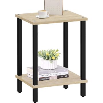 Bijzettafel - tafeltje - warme eik - 38 x 30 x 55 cm (L x B x H) - nachtkastje - tafel industrieel - banktafel - bijzettafels