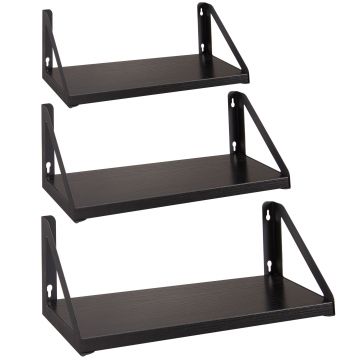 Set van 3 wandplanken - 30/35/40x12x11 - zwart