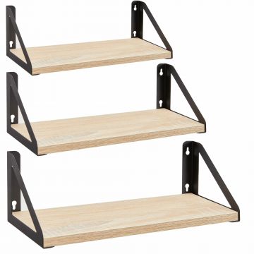 Set van 3 wandplanken -  30/35/40x12x11 - lichte eik