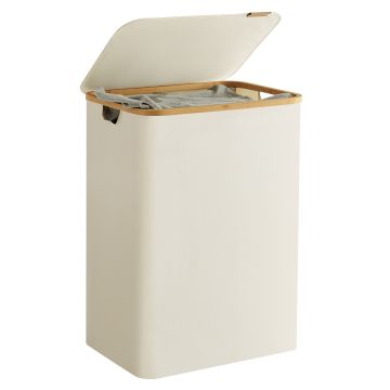 Wasmand - wassorteerder - 2 vakken - bamboe - beige