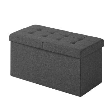 Poef - opvouwbaar - zonder poten - stof - 76 cm - donkergrijs 