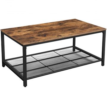 Salontafel - met fijnmazig rooster - 106x45x60 cm - vintage bruin