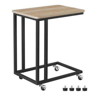 Bijzettafel - met wieltjes - 50x60x35 cm - lichte eik 
