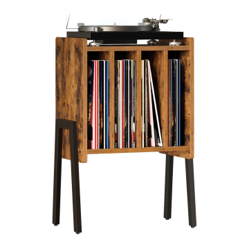 LP Opbergsysteem - platenrek - LP houder - platenspeler meubel - platenspeler kast voor platen en boeken - bruin vintage