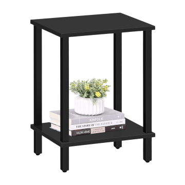 Bijzettafel - nachtkastje - kleine salontafel - industrieel - zwart - 55x38x30 cm - banktafel
