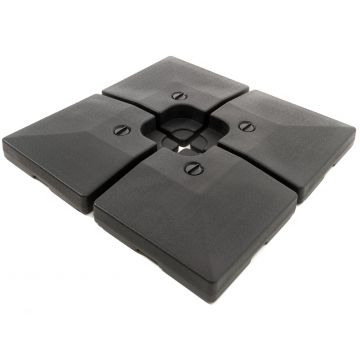 Set van 4 parasoltegels - 80 kg - met water te vullen - zwart 