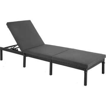 Ligstoel - relax - verstelbare rugleuning - met kussen - zwart