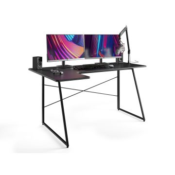 Bureau - game bureau - hoekbureau - 160 x 100 x 75 - zwart - bureaus - gamebureau - metalen poten