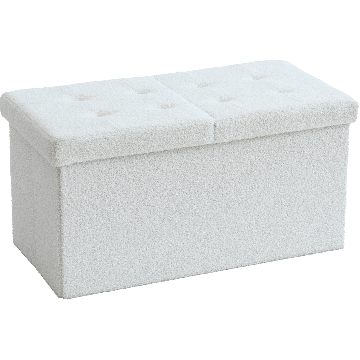 Poef - hocker met opbergruimte - teddy bank - wit