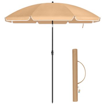 Parasol - Ø 200 cm - achthoekig - kantelbaar - met draagtas - taupe
