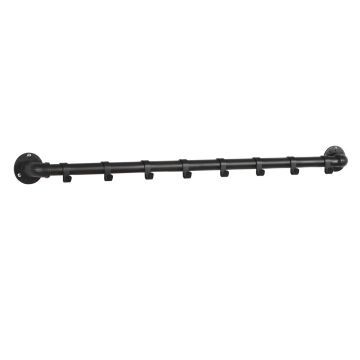 Wandkapstok - ophangrail - 8 haken - zwart