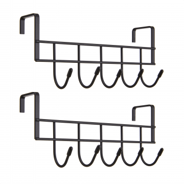 Deurkapstokken - set van 2 deurhangers -  kapstokken voor handdoek en kleding -  metaal - zwart
