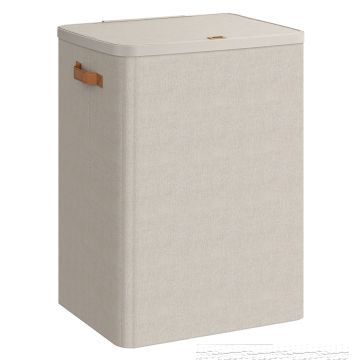 Wasmand met deksel - 2 vakken - beige - 170 L - 56 x 40 x 75 cm Wasmand met deksel - 2 vakken - beige - 170 L - 56 x 40 x 75 cm
