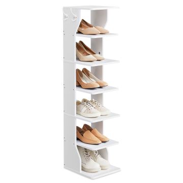 Schoenenkast - schoenenrek - halkastje - 6 vakken en 2 haken - 110.5 x 26.5 x 30 cm