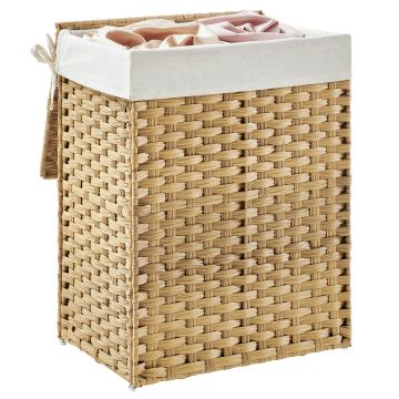 Geweven wasmand - 90 liter - synthetische rotan - 46x60x33 cm - bruin  