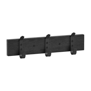 Wandkapstok - 6 zwarte haken - 33x6.5x1.5 cm - zwart
