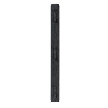Verticale wandkapstok - met 3 haken - 6x67 cm - zwart