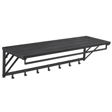 Wandkapstok - industriële look - 7 haken - 90x26x30 cm - zwart