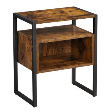 Nachtkastje - met extra legplank - 44x53x30 cm - vintage bruin 