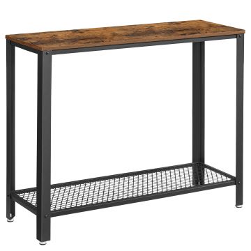 Hoge consoletafel - industriële look - 101,5x80x35 cm - vintage bruin 