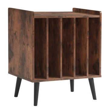 LP opbergsysteem - vintage bruin - 56,5 x 39 x 64,5 cm - vinyl opbergsysteem - LP houder - platenrek - platenkast - platenspelermeubel