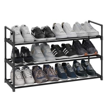Schoenenrek - stapelbaar - 92x54x30 cm - zwart 