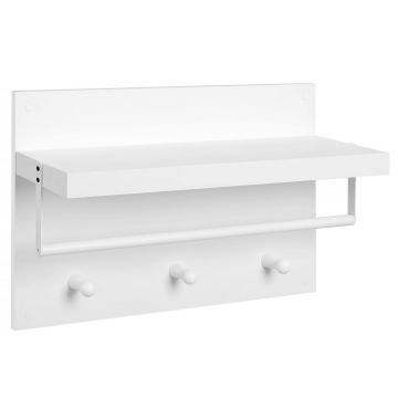 Wandkapstok - moderne look - 3 haken - 60x40x21.5 cm - wit 