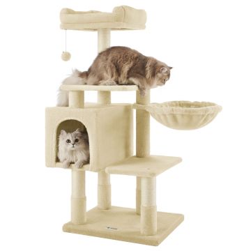 Krabpaal - multilevel - met huisje en speeltje - 50x110x40 cm - beige 