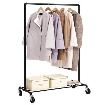 Mobiel kledingrek - 1 rail - zwart