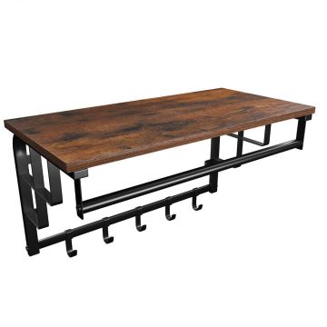 Wandkapstok - vintage - 5 haken - 66x27x30 cm - vintage bruin 
