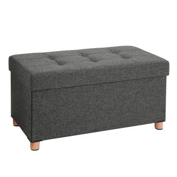 Poef - opvouwbaar - met poten - stof - 76 cm - donkergrijs 