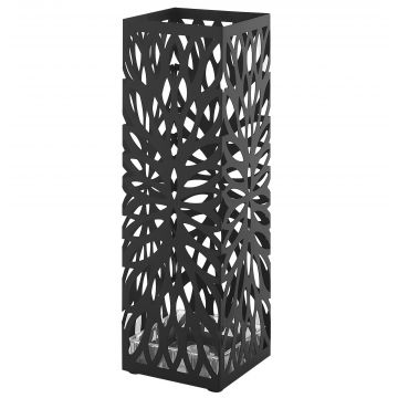 Metalen paraplubak - met waterbakje - ovaal patroon - zwart Metalen paraplubak - met waterbakje - ovaal patroon - zwart