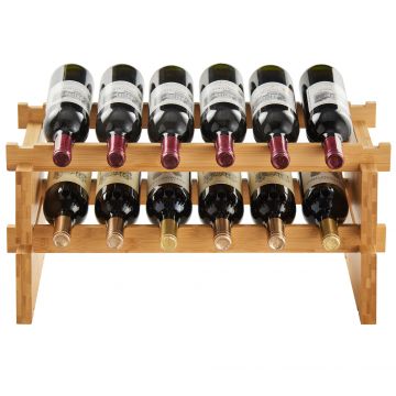 Bamboe wijnrek - voor 12 flessen - 2-delig - stapelbaar- 59,7x28,6x29,2 cm - bamboe