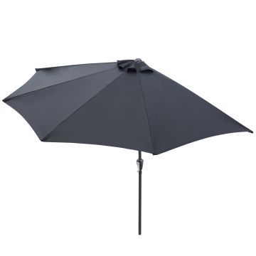 Halfronde parasol - Ø 300 cm - voor balkon of terras - zwart