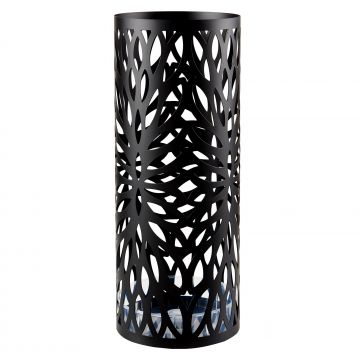 Metalen paraplubak - met waterbakje - rond - zwart Metalen paraplubak - met waterbakje - rond - zwart