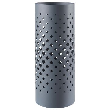 Metalen design paraplubak - rond - gatenpatroon - met waterbakje - zwart Metalen design paraplubak - rond - gatenpatroon - met waterbakje - zwart