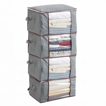 Opvouwbare Opbergtassen - Set van 4 - Met Handgreep en Ritssluiting - Ideaal voor voor Kleding, Beddengoed, Dekbedden, Kussens
