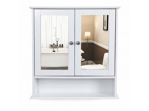 Badkamerkast - 2 deuren met spiegel - 56x58x13 cm - wit