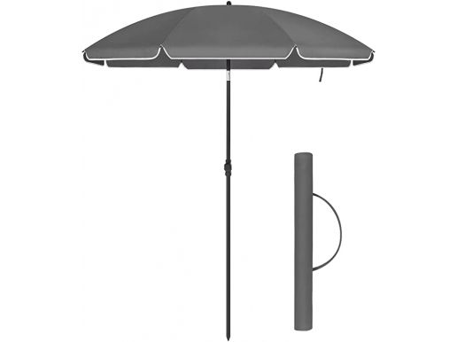 Strandparasol - tuinparasol - Ø 160 cm - UPF 50+ - UV-bescherming - zonnescherm - grijs