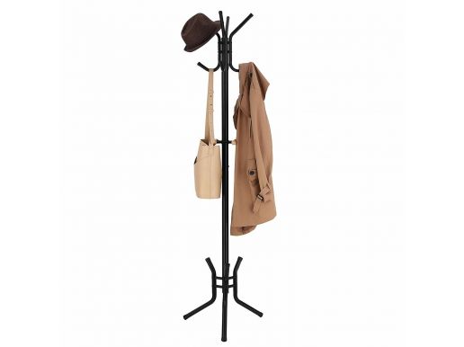 Tweedekans - Staande kapstok - moderne look - 12 haken - 49x176x49 cm - zwart